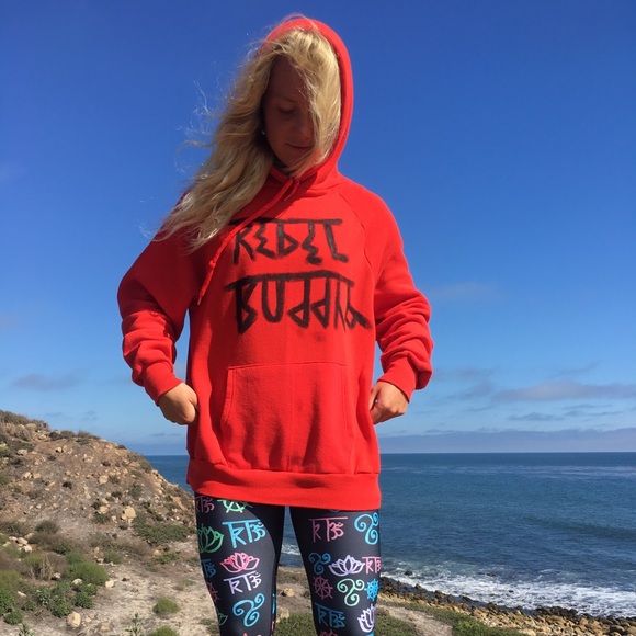 Rebel Buddha red hoodie black logo - Picture 4 of 5